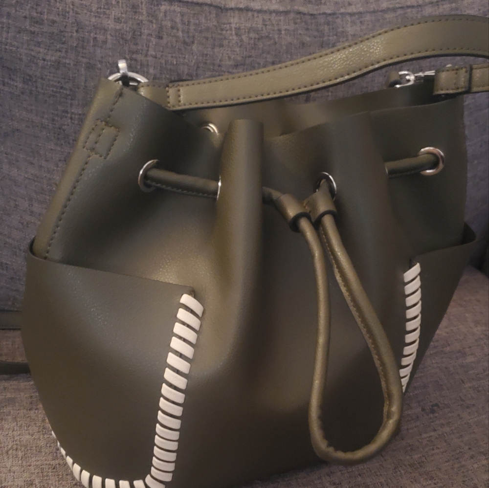 Zara Basic Collection Drawstring Hobo Purse Cross… - image 1